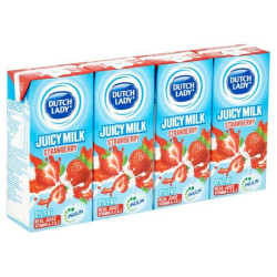 DUTCH LADY JUICY MILK STRAWBERRY UHT 200ML*4 DUTCH LADY JUICY MILK STRAWBERRY UHT 200ML*4