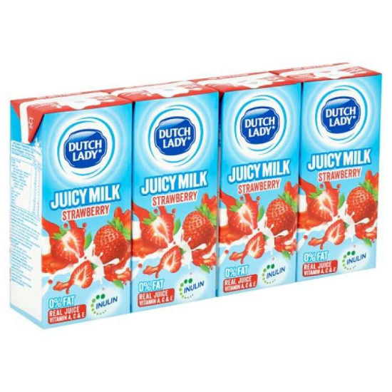 DUTCH LADY JUICY MILK STRAWBERRY UHT 200ML*4