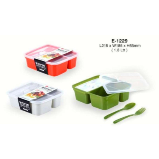 E-1229 BENTO LUNCH BOX W/FORK & SPOON