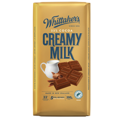 WHITTAKER'S BLOCKS CREAMY MILK 200GM WHITTAKER'S BLOCKS CREAMY MILK 200GM