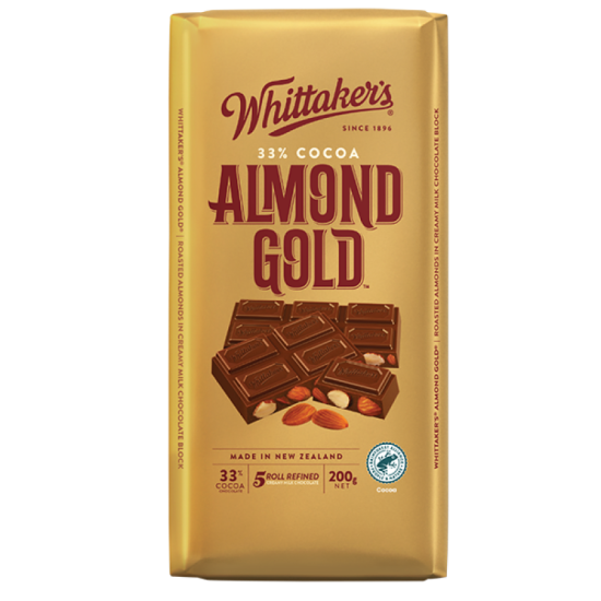 WHITTAKER'S BLOCKS ALMOND GOLD 200GM