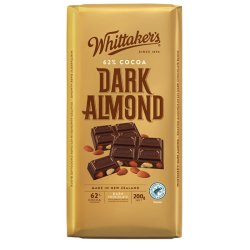 WHITTAKER'S BLOCKS DARK ALMOND 200GM WHITTAKER'S BLOCKS DARK ALMOND 200GM