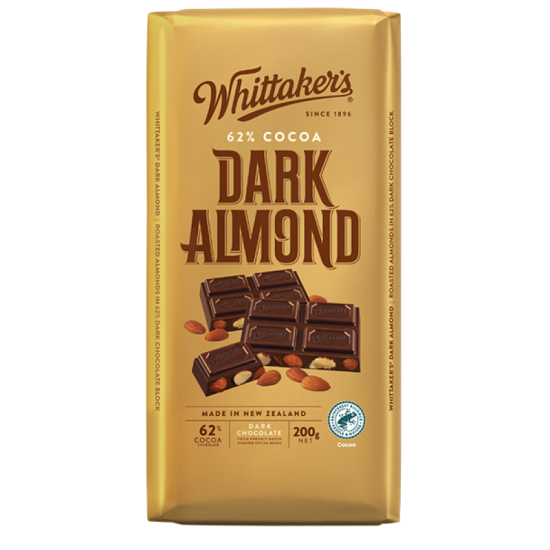 WHITTAKER'S BLOCKS DARK ALMOND 200GM