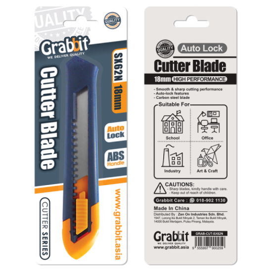 GRABBIT 18MM AUTO-LOCK PLASTIC SNAP-OFF BLADE CUTT