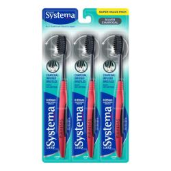 SYSTEMA TOOTHBRUSH SILVER CHARCOAL 3'S SYSTEMA TOOTHBRUSH SILVER CHARCOAL 3'S