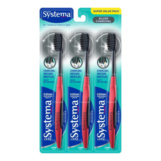 SYSTEMA TOOTHBRUSH SILVER CHARCOAL 3'S