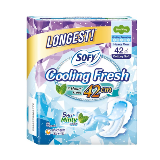 SOFY COOLING FRESH NITE SLIM WING 42CM 6'S