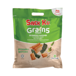 SNEK KU GRAIN 5 WHOLEGRAIN SEAWEED WASABI 14GM*8