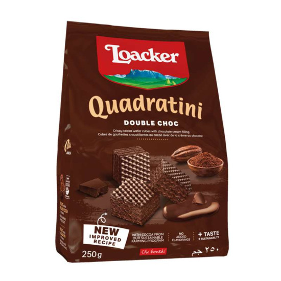 LOACKER QUADRATINI DOUBLE CHOCOLATE 250GM