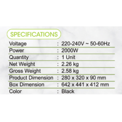 KHIND INFRARED COOKER 2000W IRC2000 KHIND INFRARED COOKER 2000W IRC2000