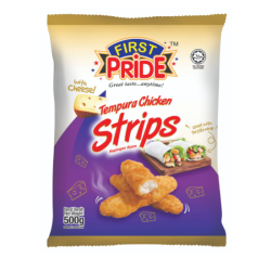 FIRST PRIDE CHEESE TEMPURA CHICKEN STRIPS 500G FIRST PRIDE CHEESE TEMPURA CHICKEN STRIPS 500G