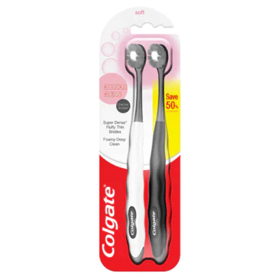 COLGATE TOOTHBRUSH CUSHION CLEAN CHARCOAL 2's