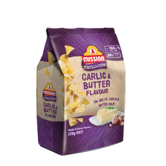 MISSION CHIPS GARLIC & BUTTER 170GM