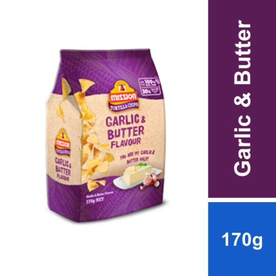 MISSION CHIPS GARLIC & BUTTER 170GM