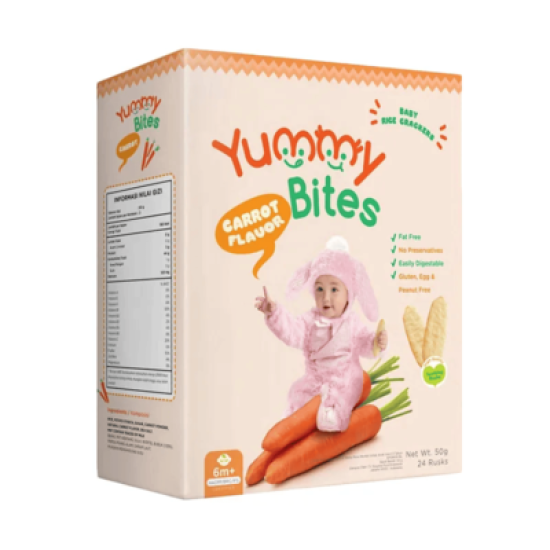 YUMMY BITES RICE CRACKERS CARROT 25G