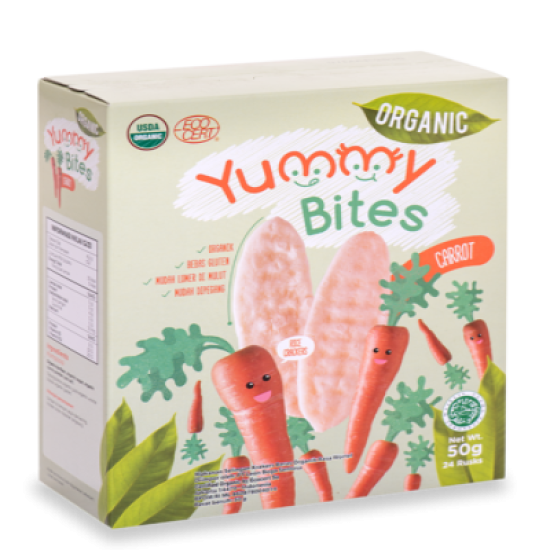 YUMMY BITES RICE CRACKERS CARROT 50G