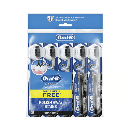 ORAL-B TOOTHBRUSH EASY CLEAN CHARCOAL SOFT 5'S