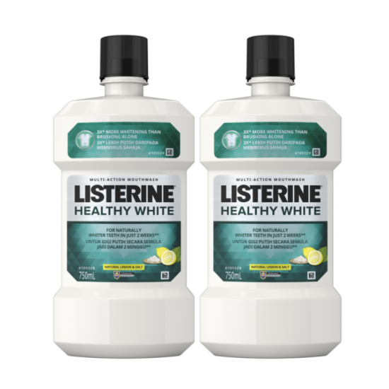 LISTERINE MOUTHWASH HEALTHY WHITE 750ML*2