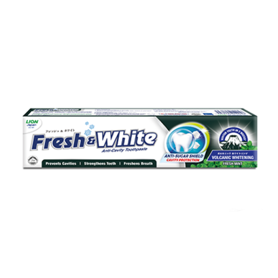 FRESH & WHITE  TOOTHPASTE VOLCANIC FRESH MINT 140G