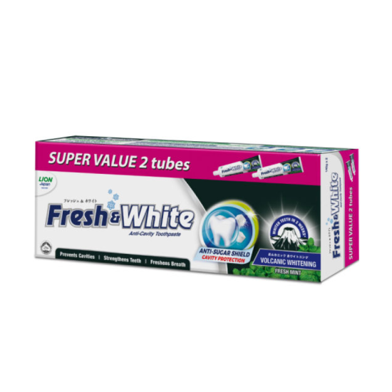 FRESH & WHITE TOOTHPASTE VOLCANIC FRESH MINT 140GM*2
