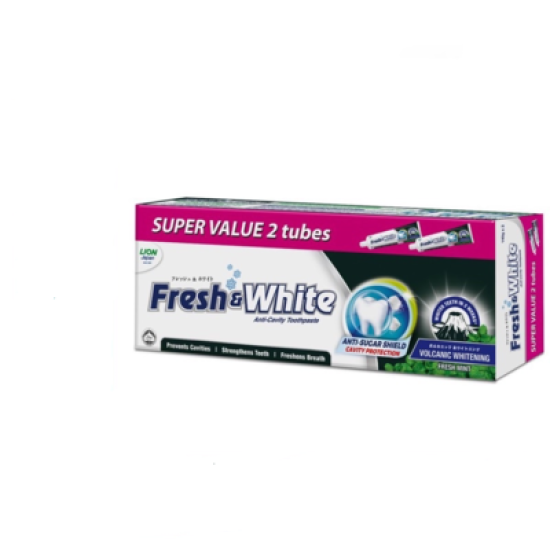 FRESH & WHITE TOOTHPASTE VOLCANIC FRESH MINT 140GM