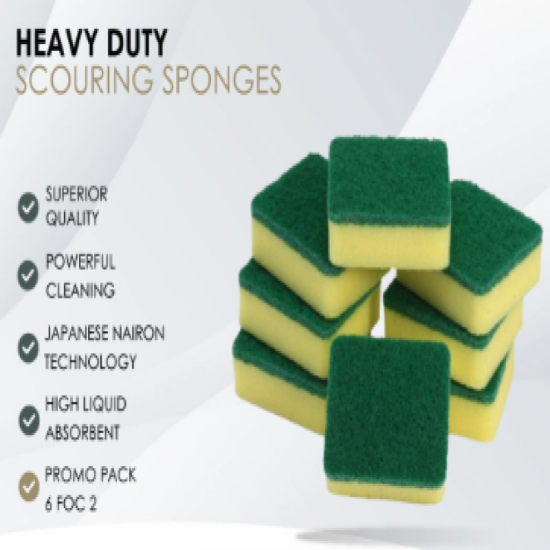 FUKURO HEAVY DUTY SCOURING SPONGES (6 PCS)