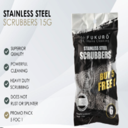 FUKURO STAINLESS STEEL SCRUBBERS 15G (5 PCS
