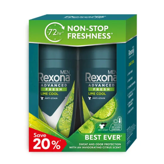 REXONA MEN DEODORANT LIME COOL 2*45ML