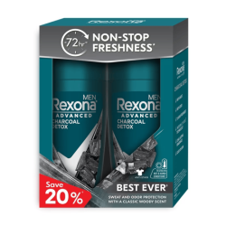 REXONA MEN DEODORANT CHARCOAL DETOX 2*45ML REXONA MEN DEODORANT CHARCOAL DETOX 2*45ML