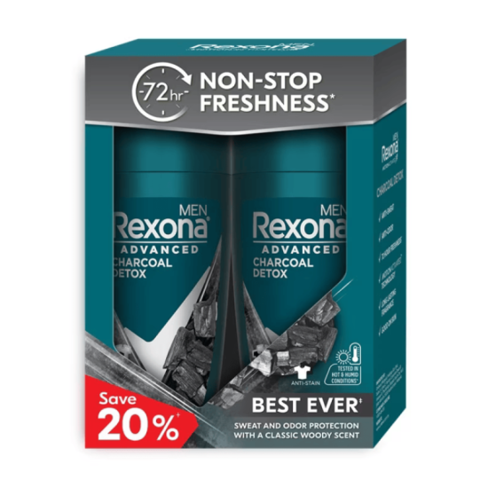 REXONA MEN DEODORANT CHARCOAL DETOX 2*45ML