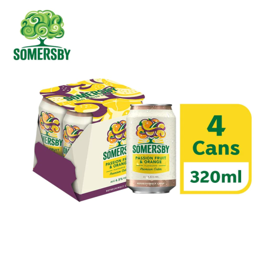 SOMERSBY PASSION FRUIT & ORANGE CIDER 320ML*4