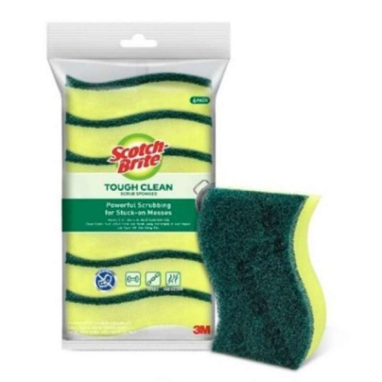 SCOTCH BRITE TOUGH CLEAN SCRUB SPONGE 6PK