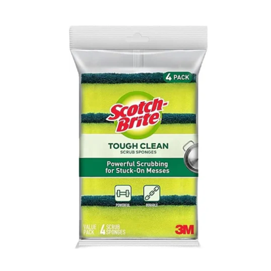 SCOTCH BRITE TOUGH CLEAN SCRUB SPONGE 4EA/PK