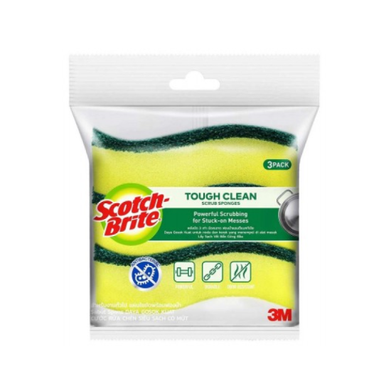 SCOTCH BRITE TOUGH CLEAN SCRUB SPONGE 3PK