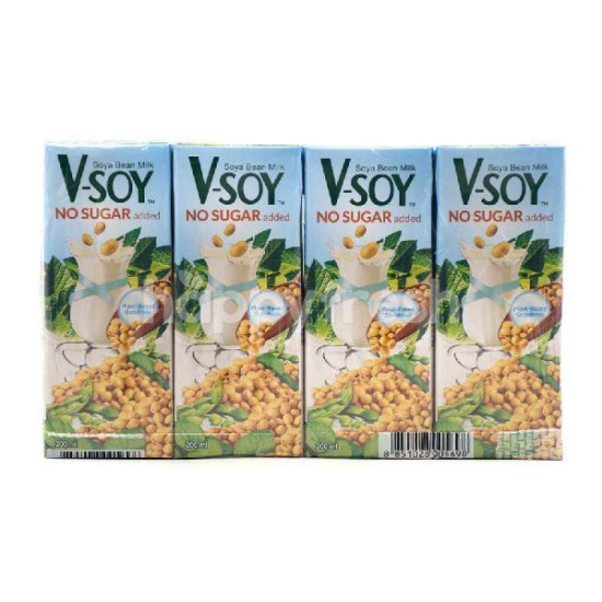 V-SOY NO SUGAR ADDED SOYA BEAN MILK 200ML*4