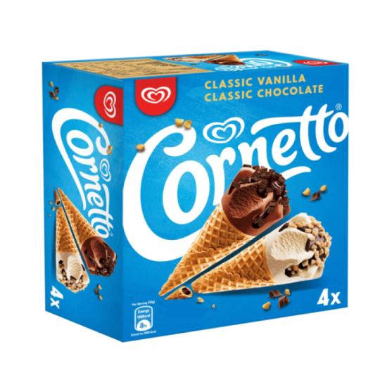 WALL'S CORNETTO CLASSIC VANILLA & CHOCOLATE 82ML*4