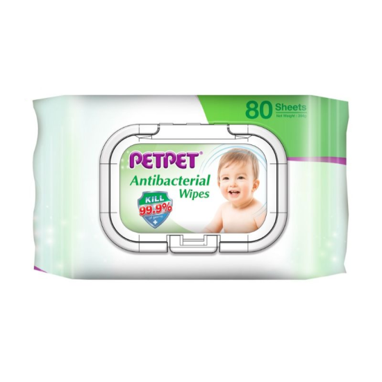 PET PET ANTIBAC WIPES TISSUE 80'S*2