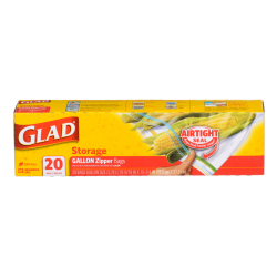 GLAD FOOD STORAGE ZIPPER GALLON 20CT GLAD FOOD STORAGE ZIPPER GALLON 20CT