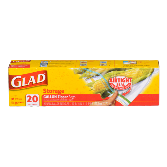 GLAD FOOD STORAGE ZIPPER GALLON 20CT