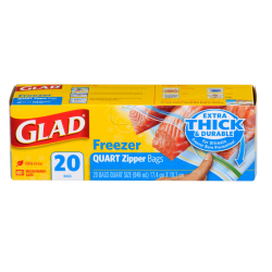 GLAD FREEZER ZIPPER QUART 20CT GLAD FREEZER ZIPPER QUART 20CT