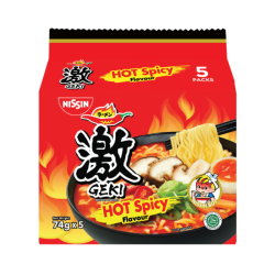 NISSIN GEKI HOT SPICY INSTANT NOODLE 74GM*5 NISSIN GEKI HOT SPICY INSTANT NOODLE 74GM*5