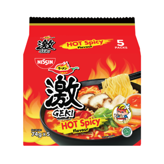 NISSIN GEKI HOT SPICY INSTANT NOODLE 74GM*5