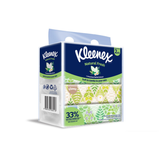 KLEENEX FACIAL TISSUE NATURAL FRESH 2PLY 160S*4