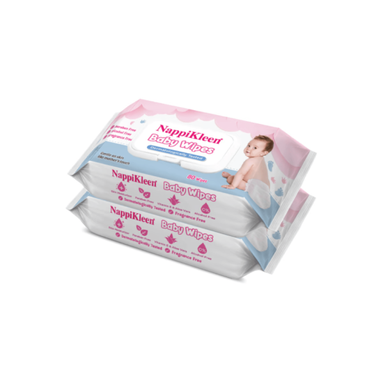 NAPPIKLEEN BABY WIPES TWIN PACK 24S*2