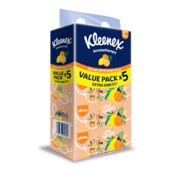 KLEENEX FACIAL TISSUE CITRUS 3PLY 80s*5 KLEENEX FACIAL TISSUE CITRUS 3PLY 80s*5