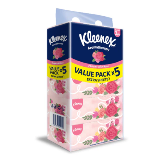 KLEENEX FACIAL TISSUE ROSE 3PLY 80s*5