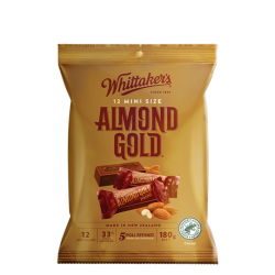 WHITTAKER'S ALMOND GOLD SHARE BAGS 180GM WHITTAKER'S ALMOND GOLD SHARE BAGS 180GM