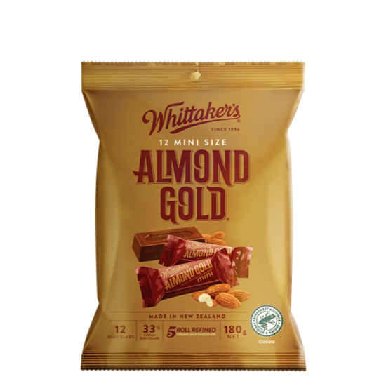 WHITTAKER'S ALMOND GOLD SHARE BAGS 180GM