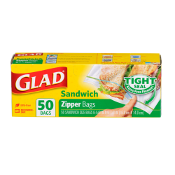 GLAD ZIPPER SANDWISH BAG 50'S  GLAD ZIPPER SANDWISH BAG 50'S
