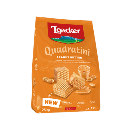 LOACKER QUADRATINI PEANUT BUTTER 250GM